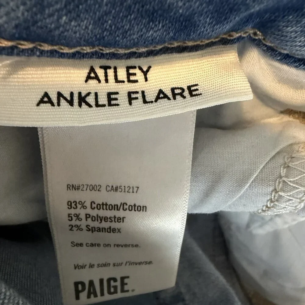 Paige Atley Ankle Fray Jeans Size 27 Fray Hem Stretchy Denim Braided Detail Boho